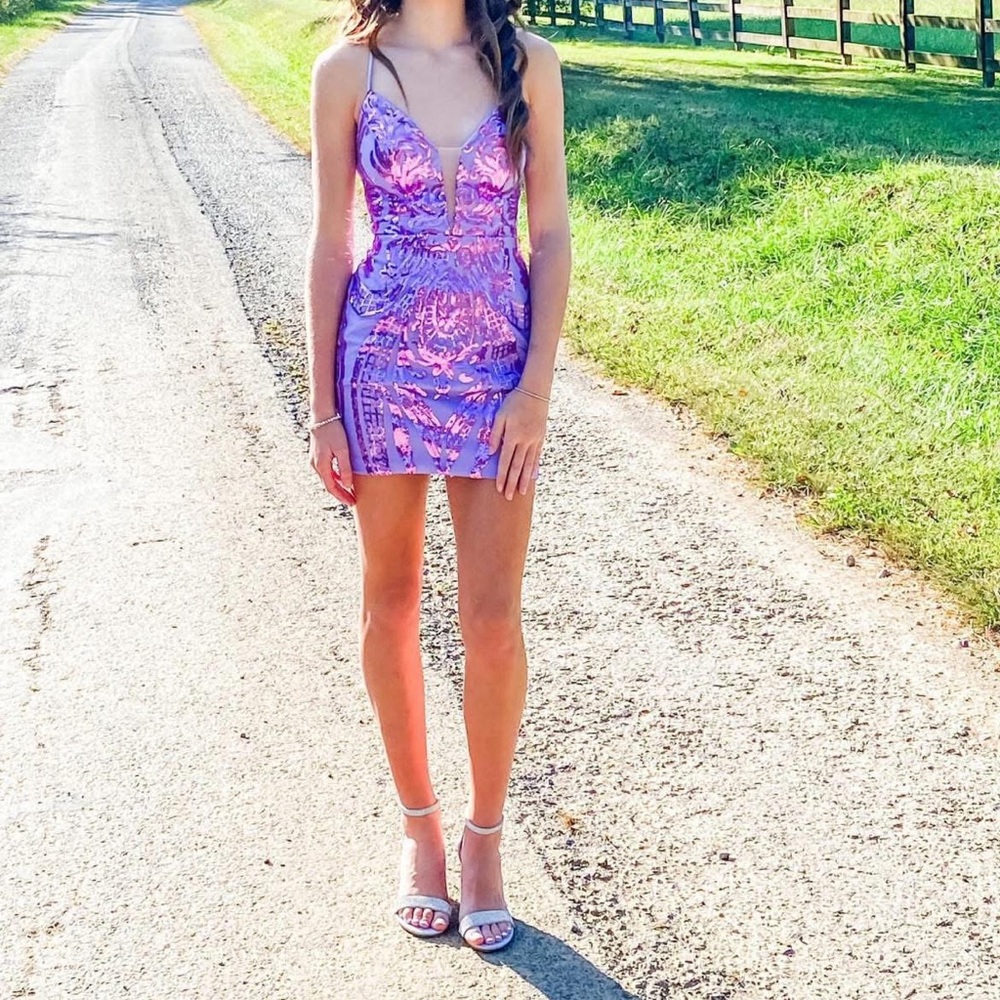 Elegant Purple Sequin Dress